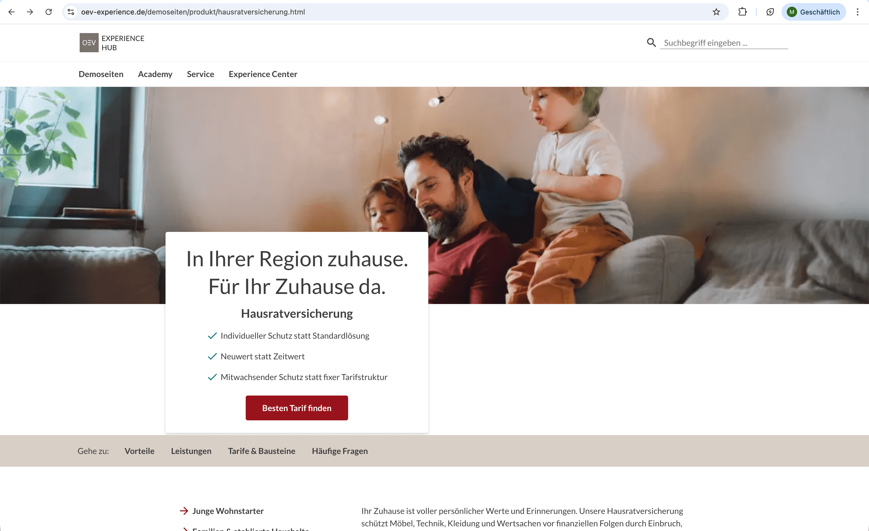 Screenshot: Demo Produktseite