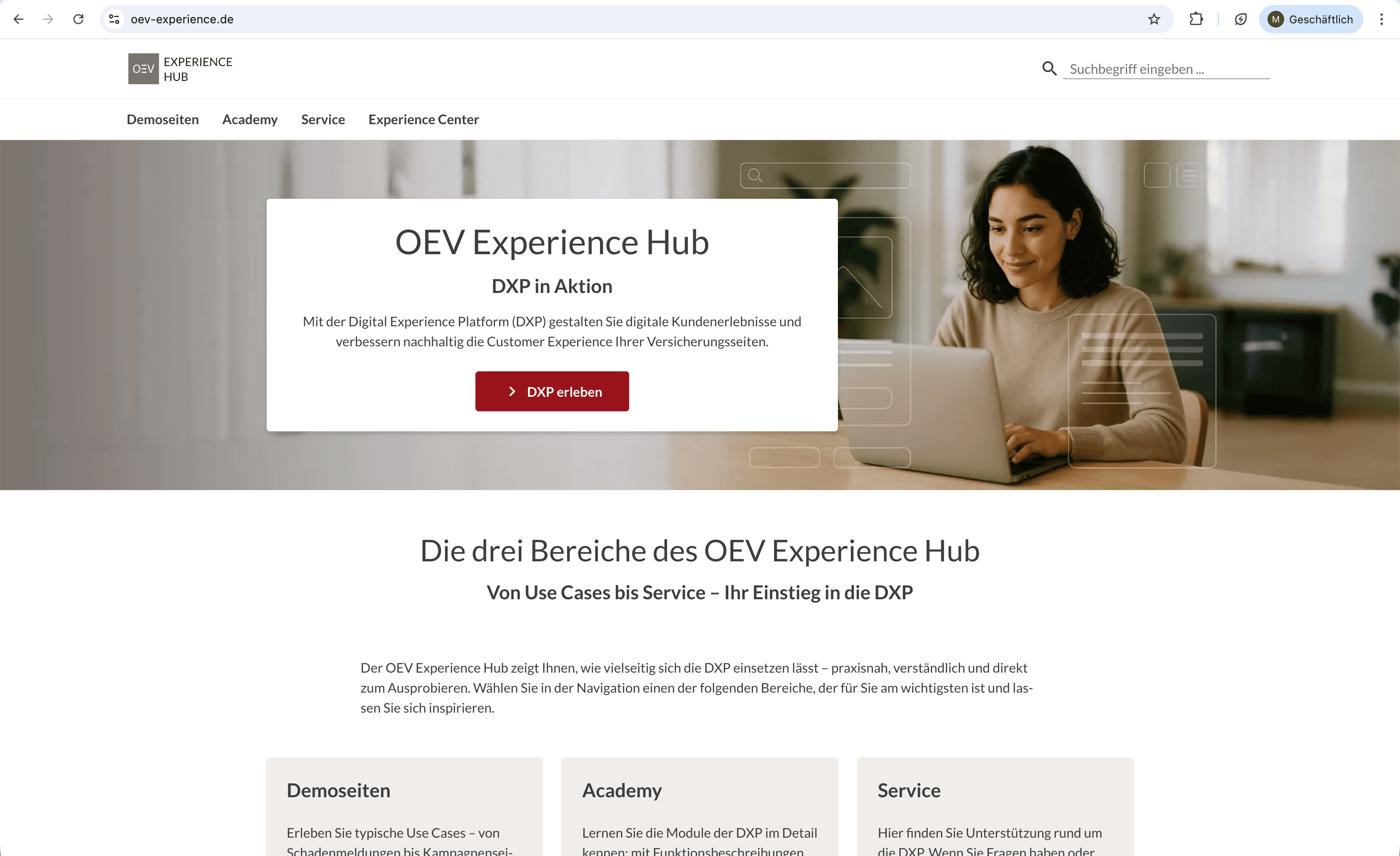 Screenshot: DXP in Aktion