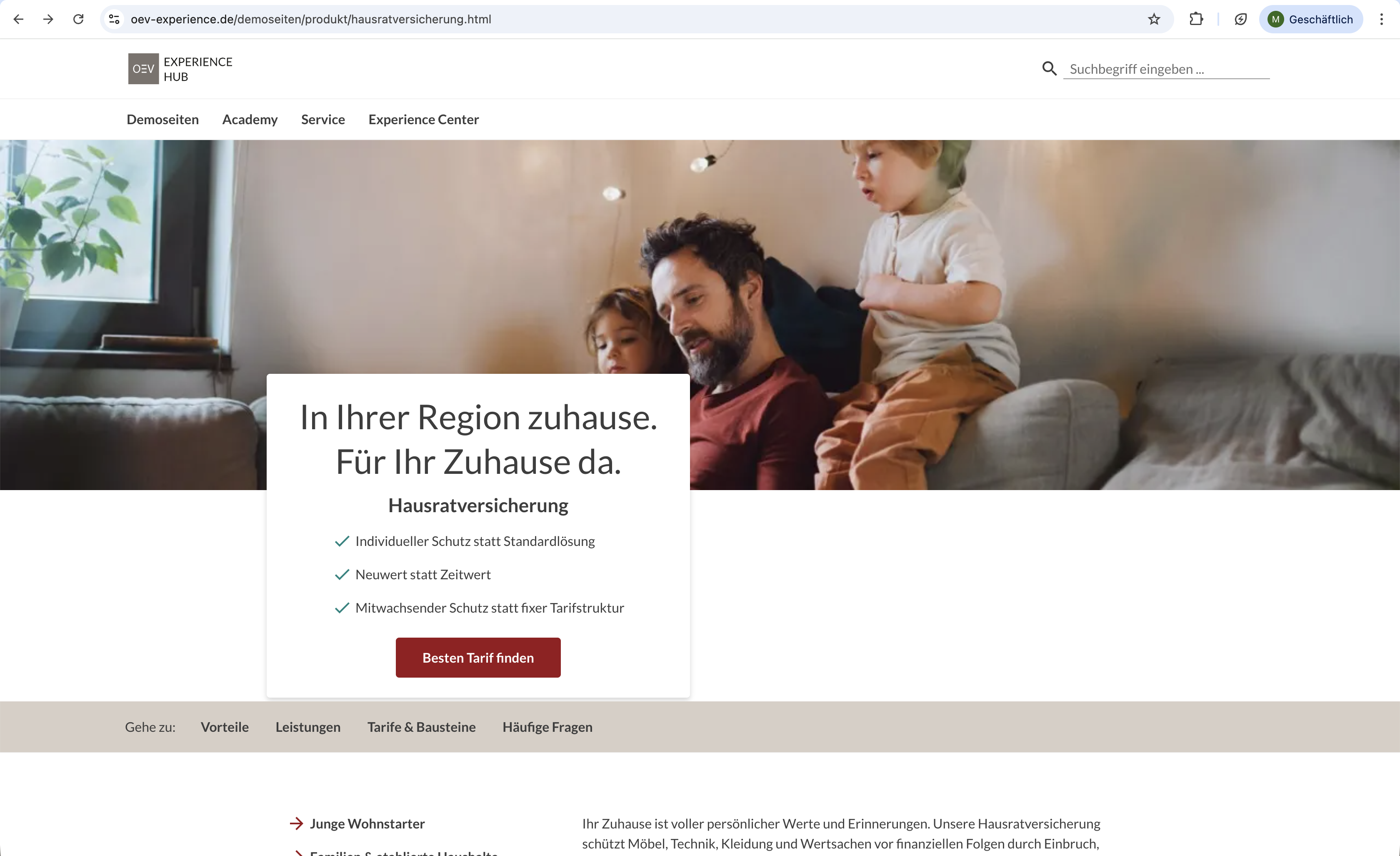 Screenshot: Demo Produktseite
