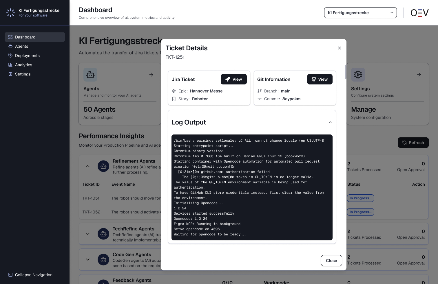 Screenshot: Ticket-Details und Workflow-Ansicht