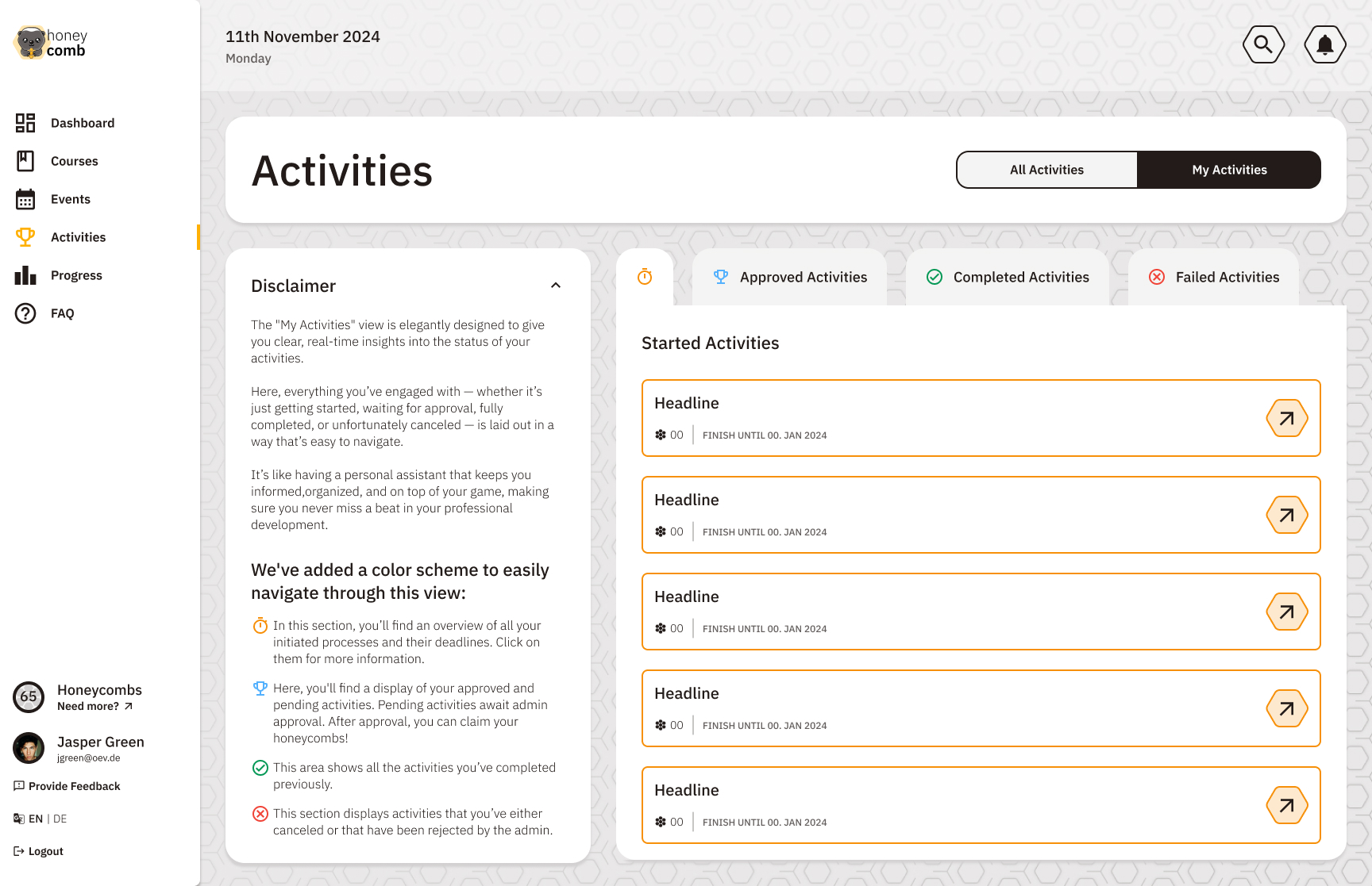 OEV-HoneyComb Meine Aktivitäten